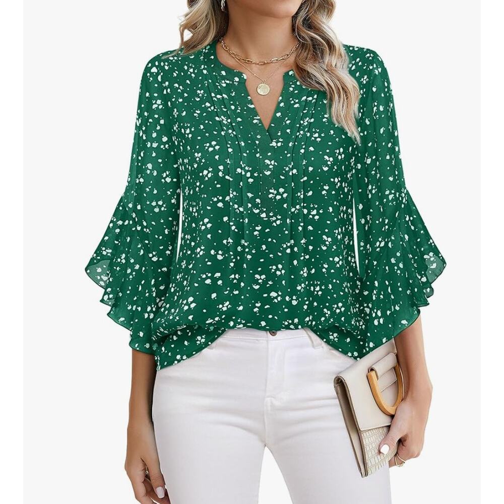 NWT Green Ruffled Shirt